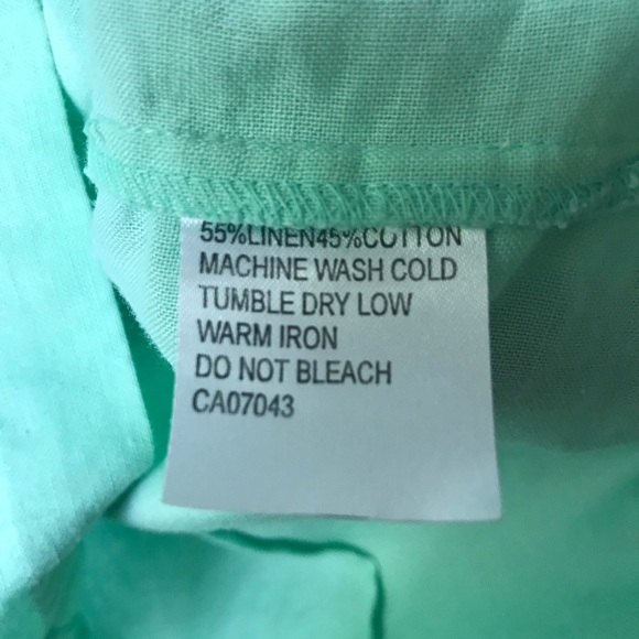 Mint Green Linen Blend Button Down Large - Picture 9 of 9